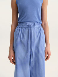 Striped Cotton Trousers in Blue