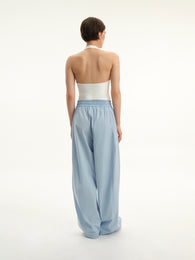 Blue Elastic-Waist Trousers