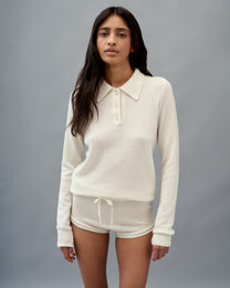 Milk knitted polo sweater with cashmere addition KATSURINA + JUL