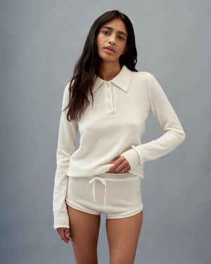 Milk knitted polo sweater with cashmere addition KATSURINA + JUL