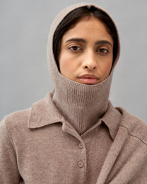Light brown melange knitted hood with cashmere addition KATSURINA + JUL