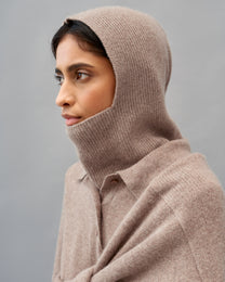 Light brown melange knitted hood with cashmere addition KATSURINA + JUL
