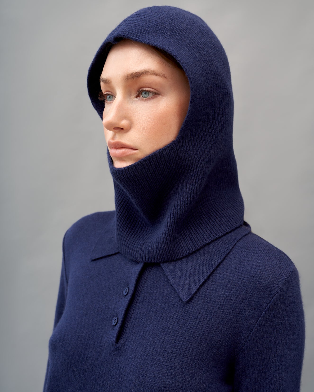 Blue knitted hood with cashmere addition KATSURINA + JUL