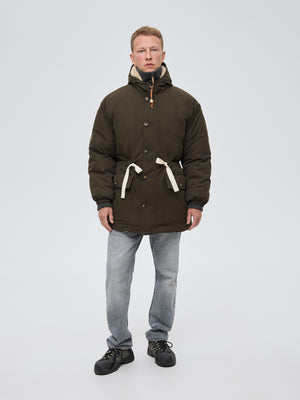 Relaxed parka in khaki