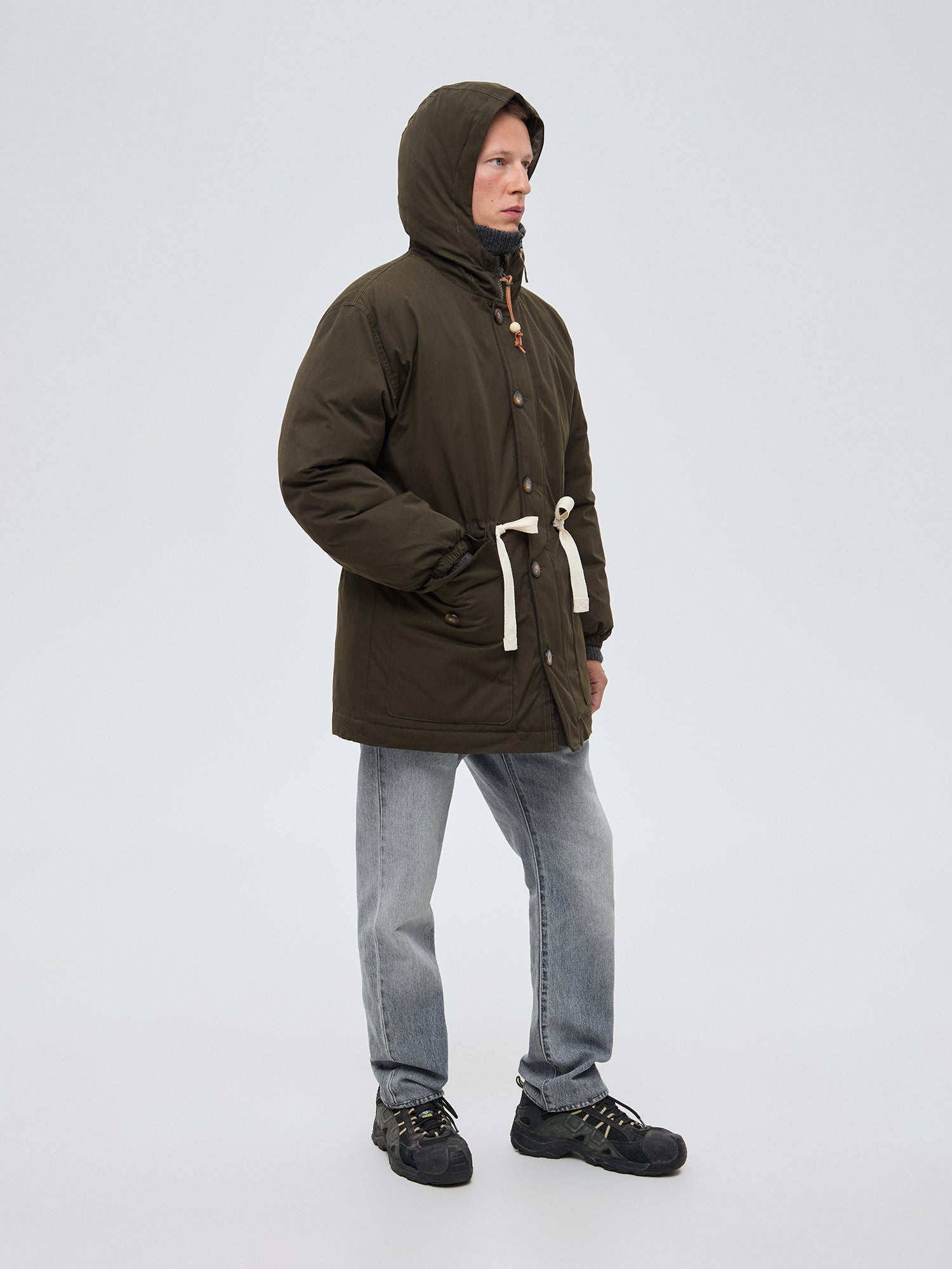 Relaxed parka in khaki