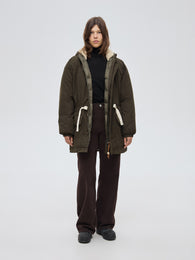 Relaxed parka in khaki