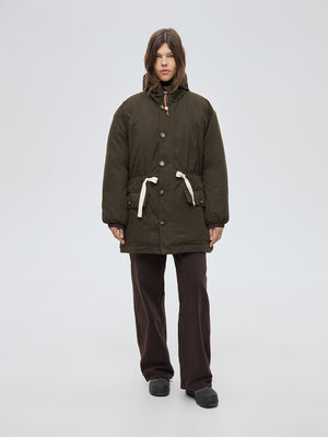 Relaxed parka in khaki