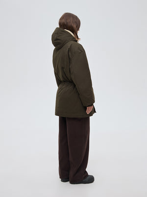 Relaxed parka in khaki