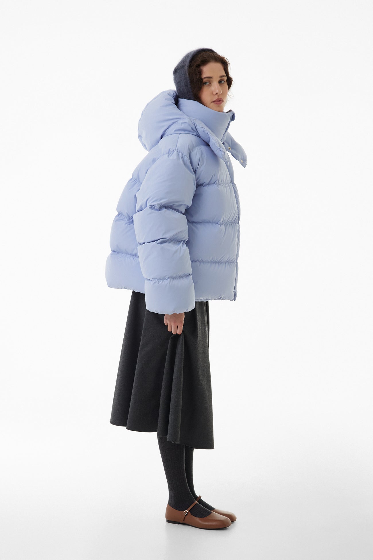 Short oversize down jacket blue
