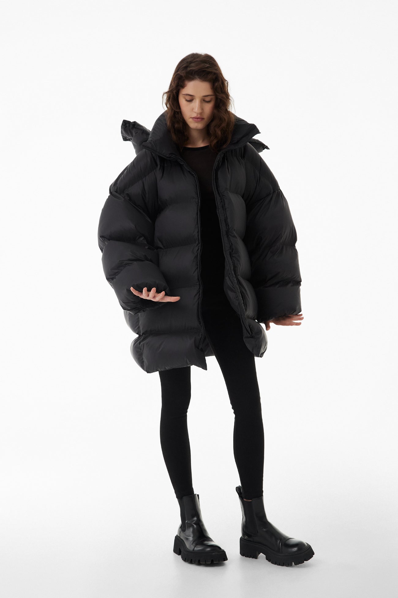 Long oversize down jacket black