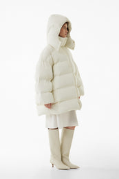 Long oversize down jacket milk