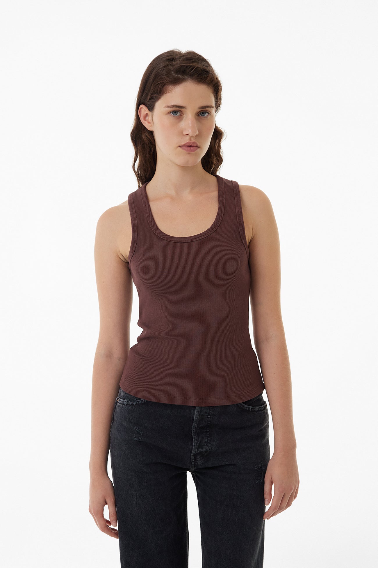 Tank top with a heart brown burgundy