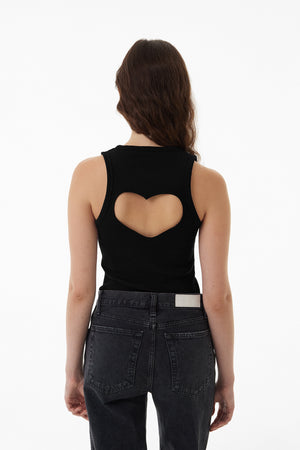 Tank top with a heart sawn black