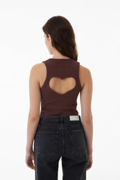 Tank top with a heart brown burgundy