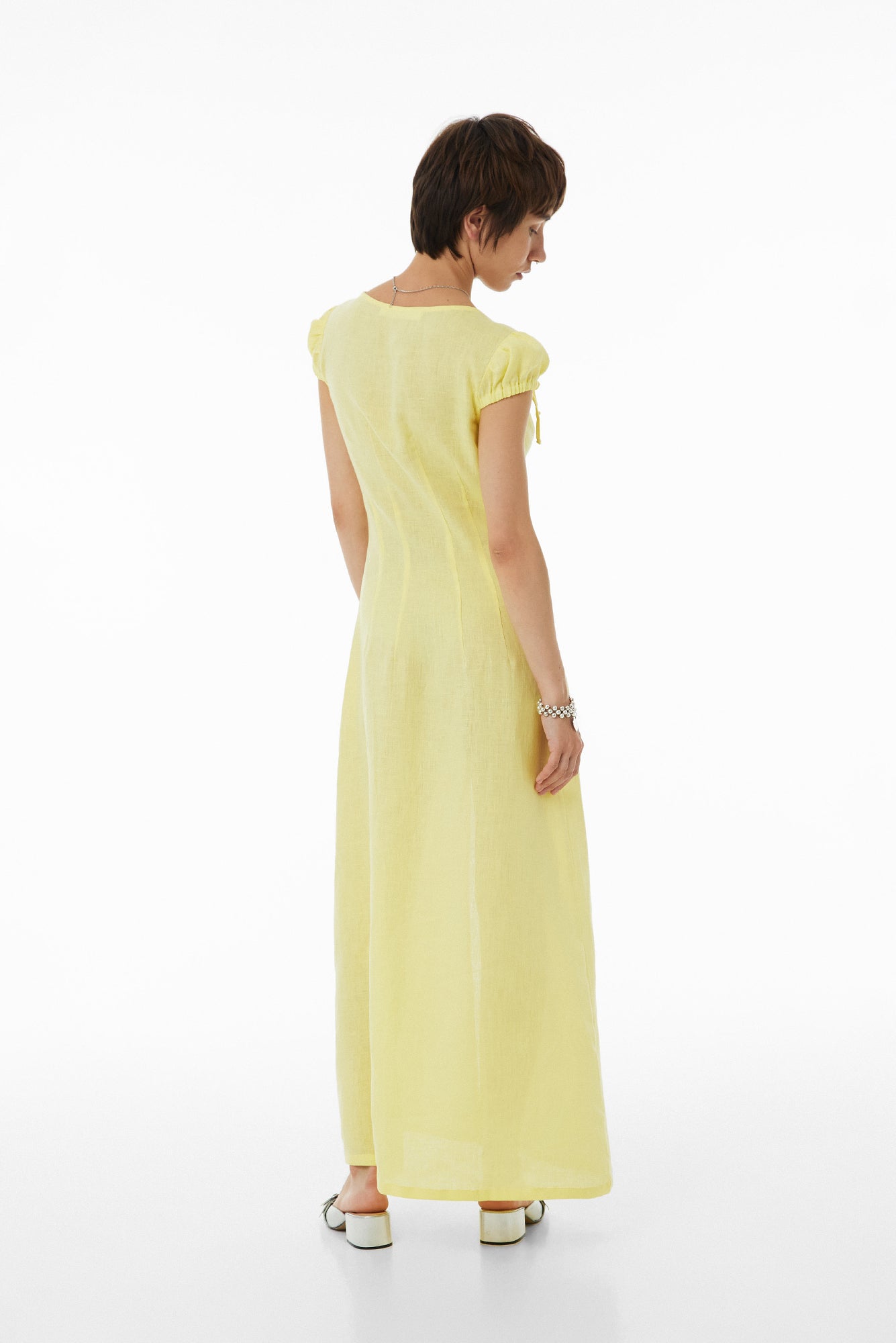 Linen dress with buttons SS23 yellow