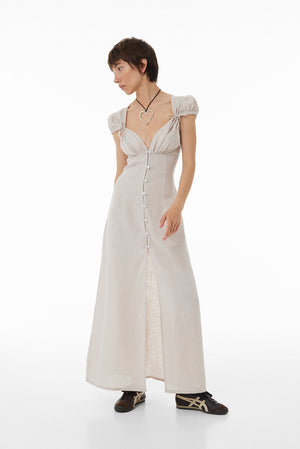Linen dress with buttons SS23 beige