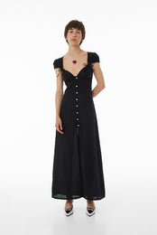 Linen dress with buttons SS23 black