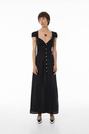 Linen dress with buttons SS23 black