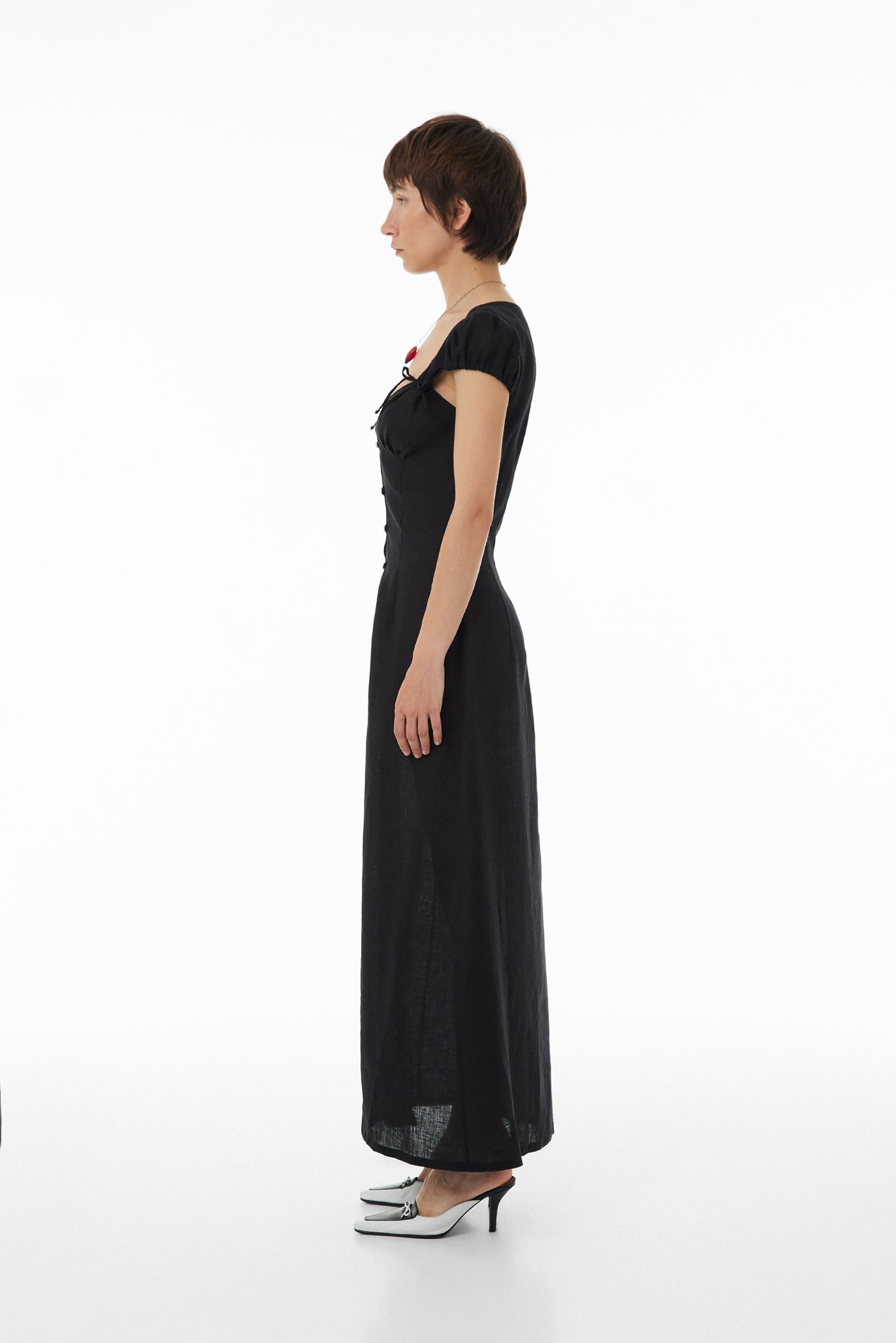 Linen dress with buttons SS23 black