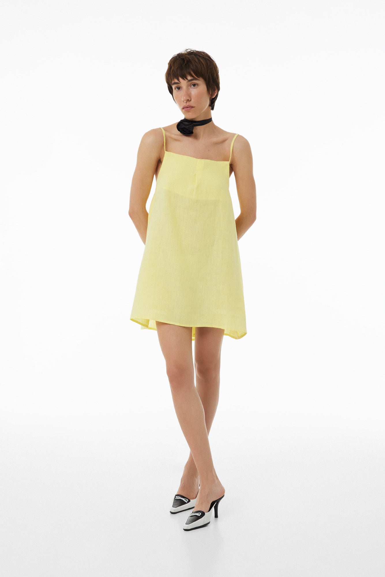 Linen short dress SS23 yellow