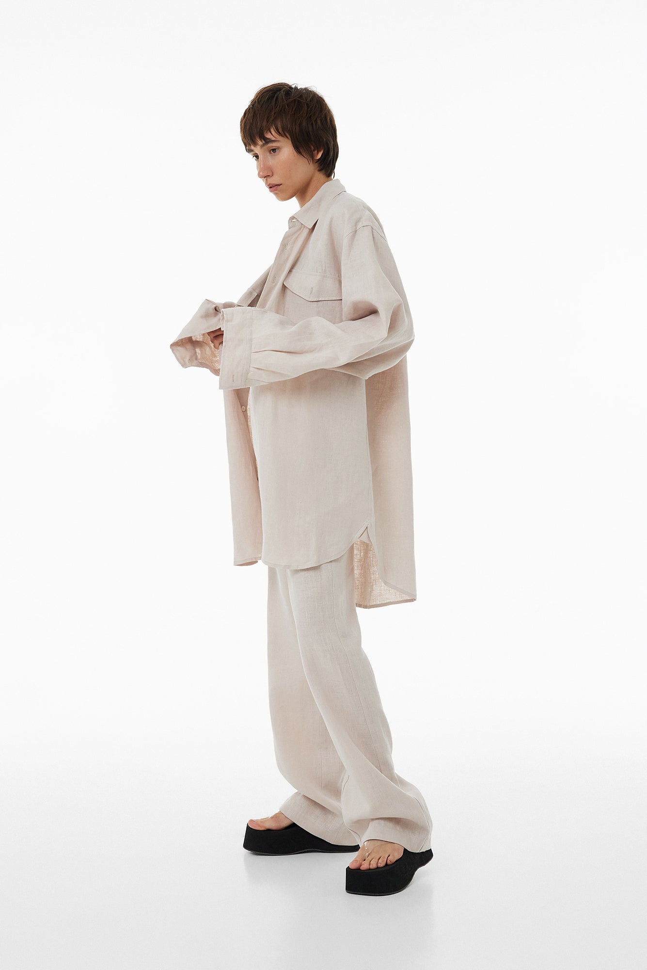 Oversize linen shirt SS23 beige