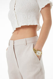 Cropped shirt of harvested linen SS23 milk