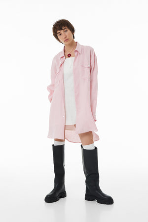 Oversize linen shirt SS23 pink