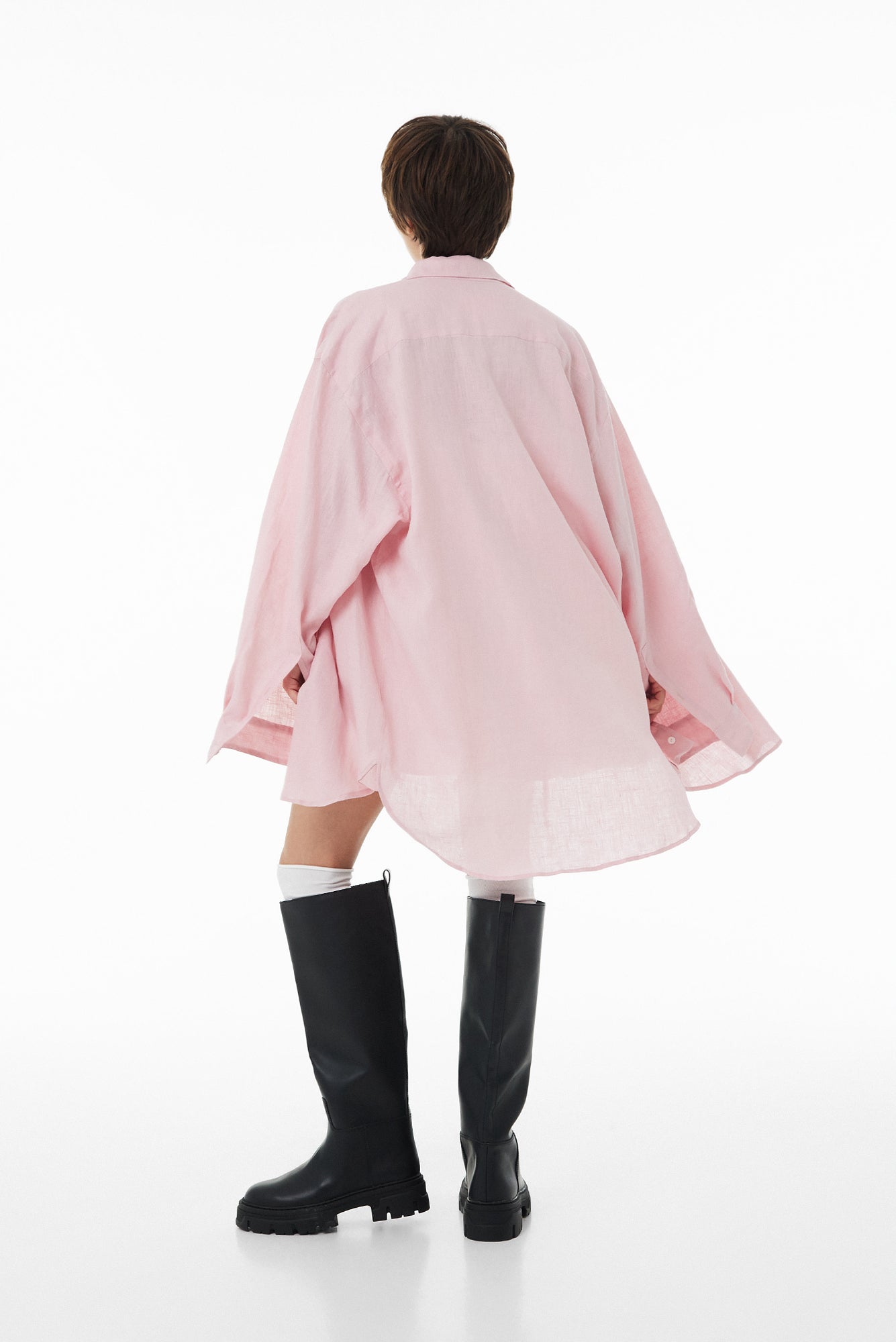 Oversize linen shirt SS23 pink