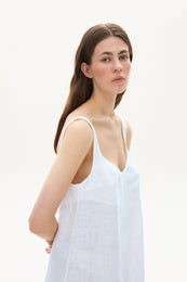 Linen mini dress with bra white