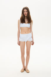 Linen bikini shorts with lace white