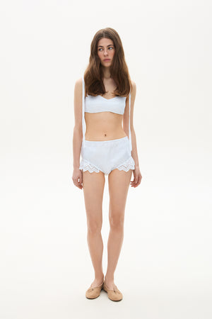 Linen bikini shorts with lace white