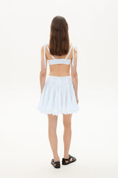 Linen mini skirt with lace white