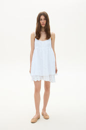 Short dress with buttons and lace white