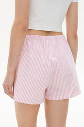 Cotton suit with shorts white pink striped