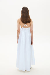 Long cotton dress with adjustable straps white