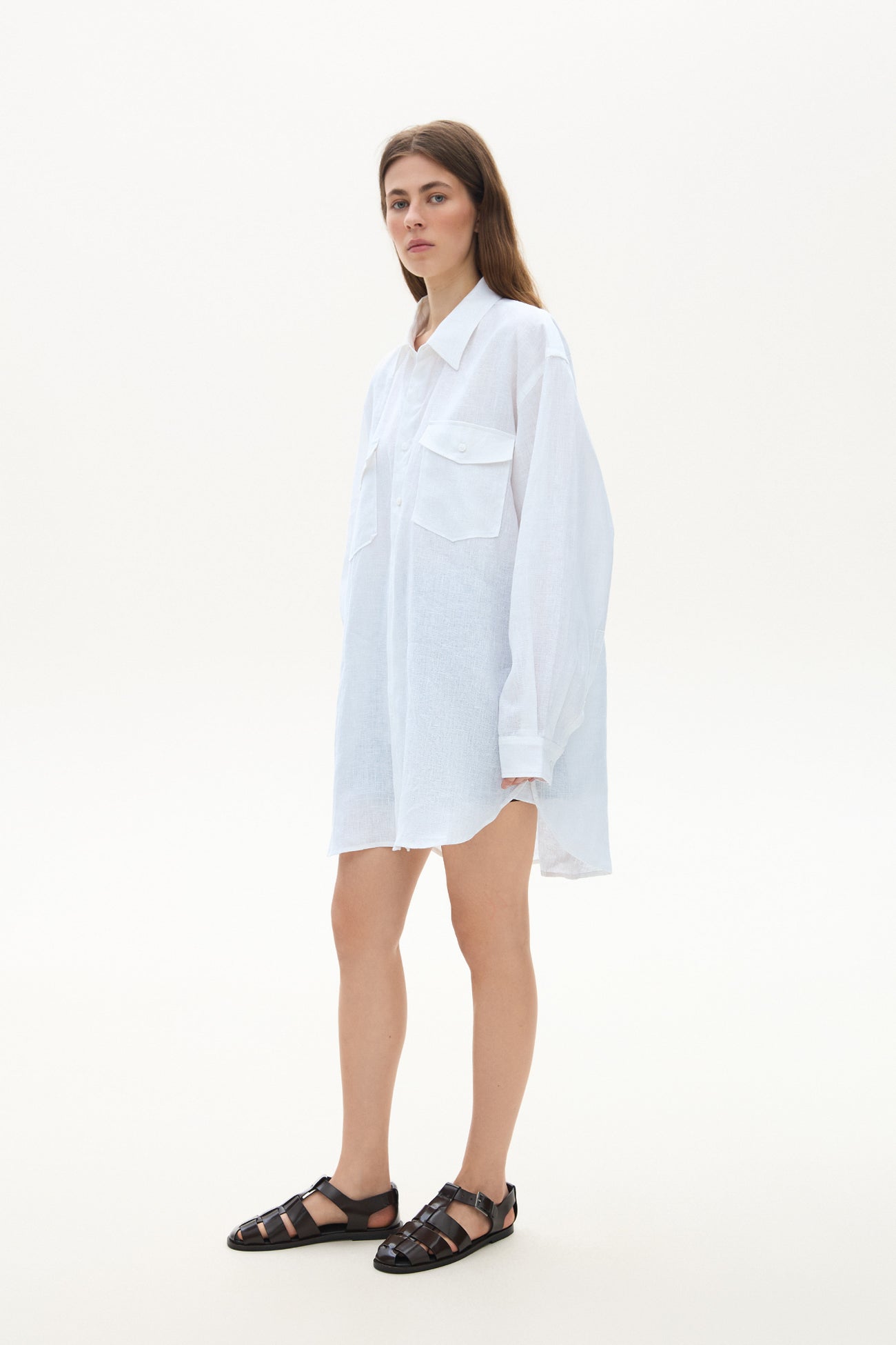 Oversize linen shirt white