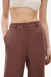 Linen pants with slits chocolate