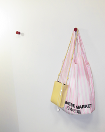 Pink striped shopper "Japanese Market"