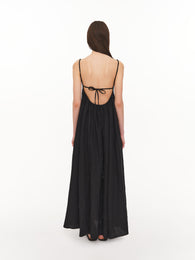 Black linen dress with thin straps