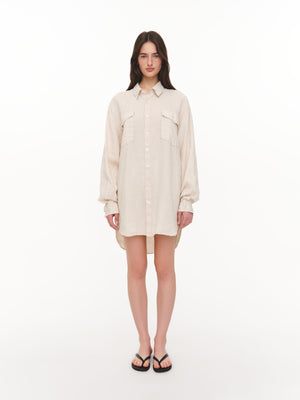 Loose-fit linen shirt ivory