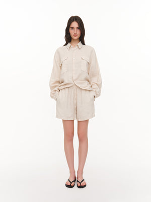 Basic linen shorts ivory