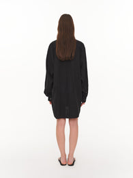 Loose-fit linen shirt black