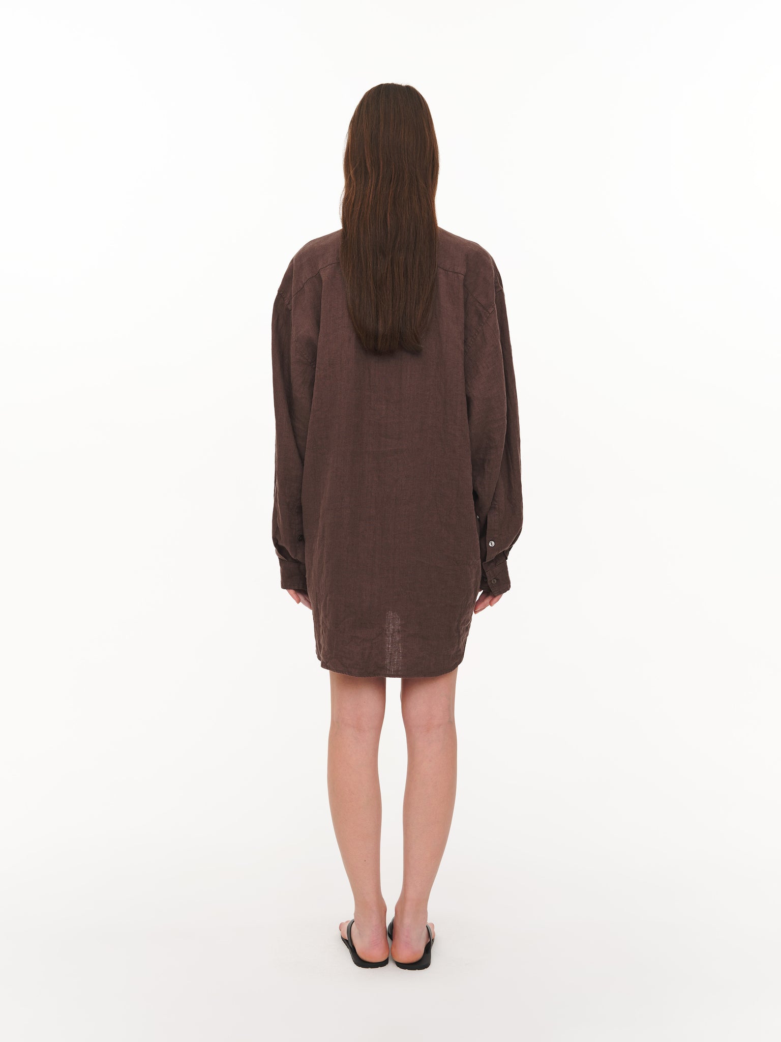 Loose-fit linen shirt brown