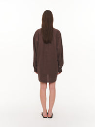 Loose-fit linen shirt brown