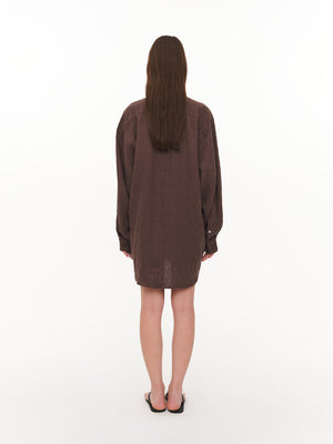 Loose-fit linen shirt brown