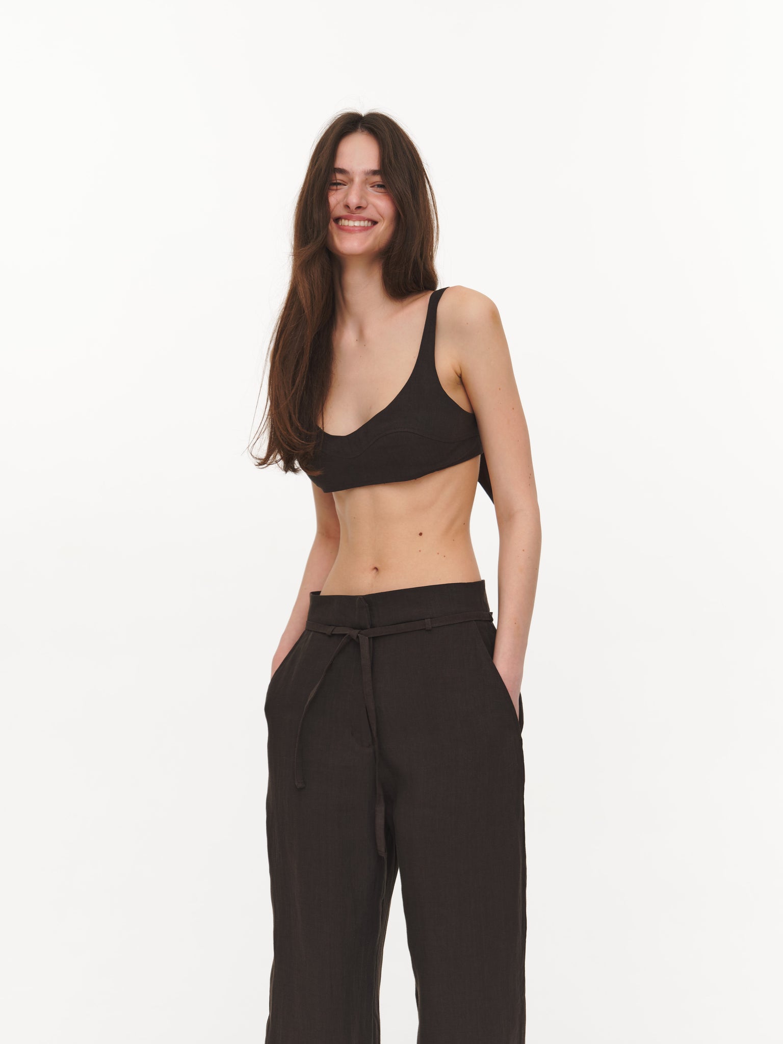 Minimalist linen top khaki