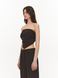 Linen scarf top khaki