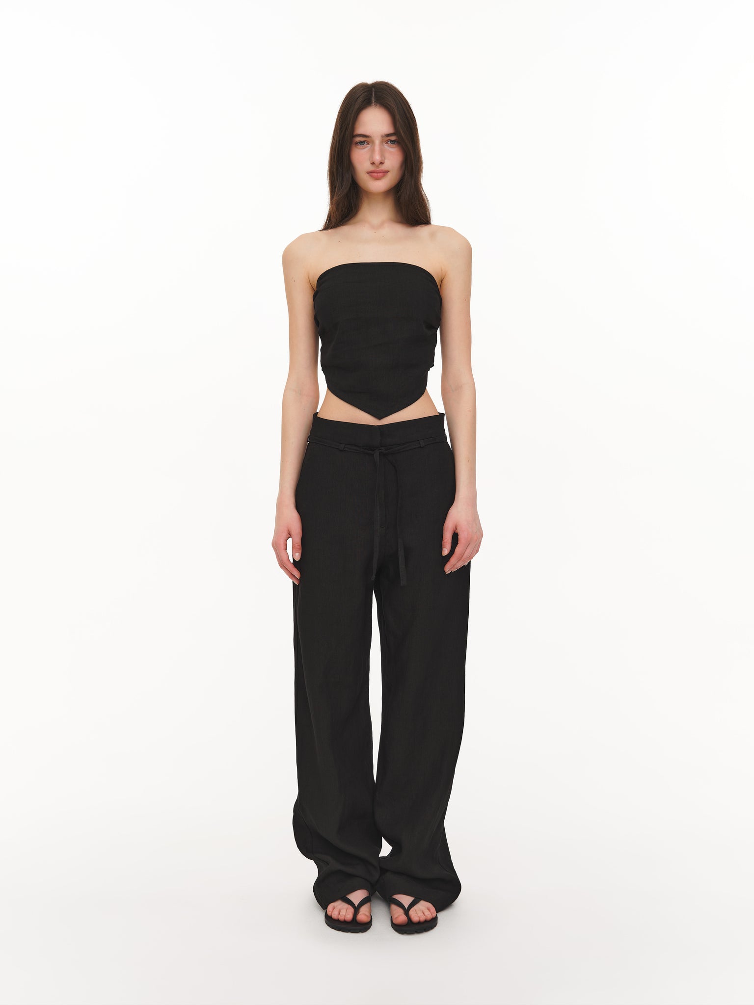 Linen scarf top black