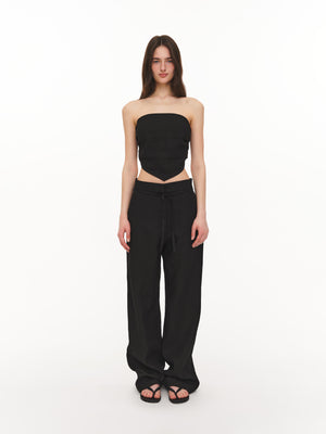 Linen scarf top black