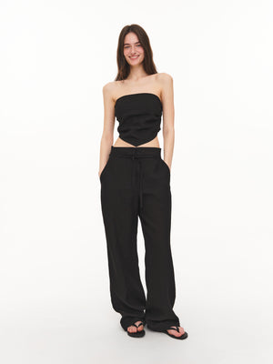 Basic linen pants black